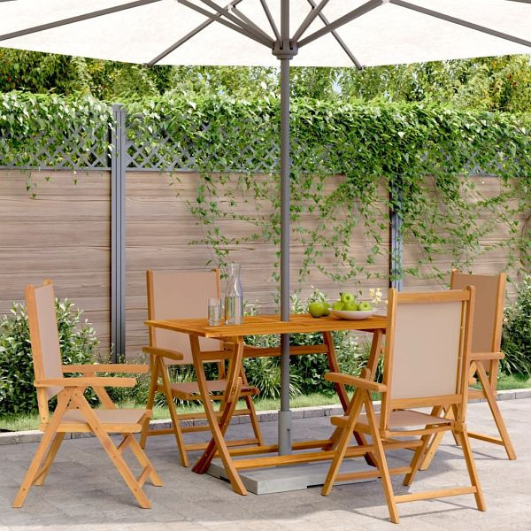 vidaXL Gartenstühle Verstellbar 4 Stück Taupe Stoff und Massivholz, 3214544