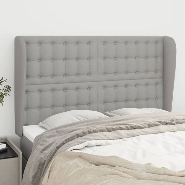 vidaXL Kopfteil mit Ohren Hellgrau 147x23x118/128 cm Stoff, 3118388