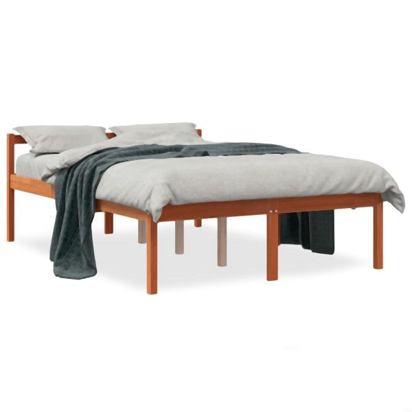 vidaXL Seniorenbett Wachsbraun 135x190 cm Massivholz Kiefer, 844153