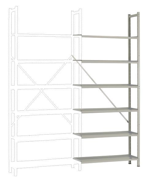 Manuflex Archiv-Anbauregal mit 6 Stahlböden, HxBxT = 2250 x 930 x 300 mm, RA2224.7035