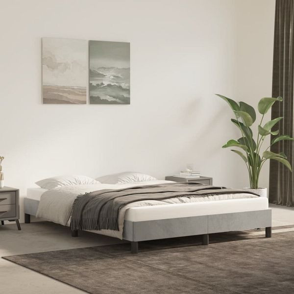 vidaXL Bettgestell Hellgrau 140x200 cm Samt, Polyester, 346976