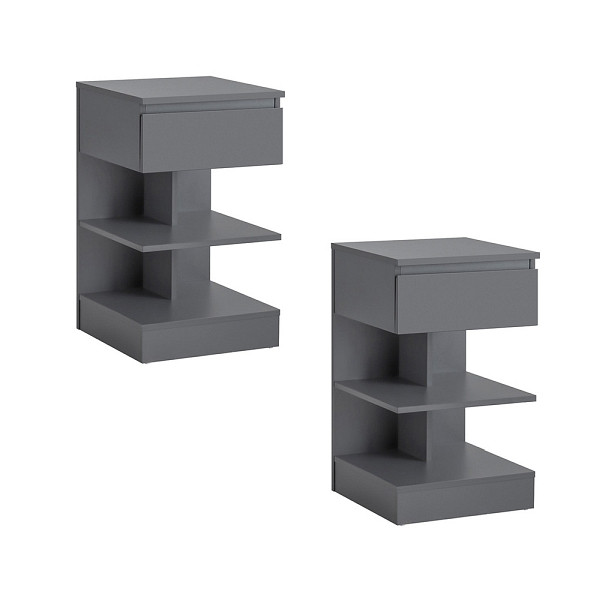 SoBuy Nachttisch-Set mit einer Schublade Dunkelgrau 39x39x65cm, Modern, VE: 2 Stück, FBT49-HGX2