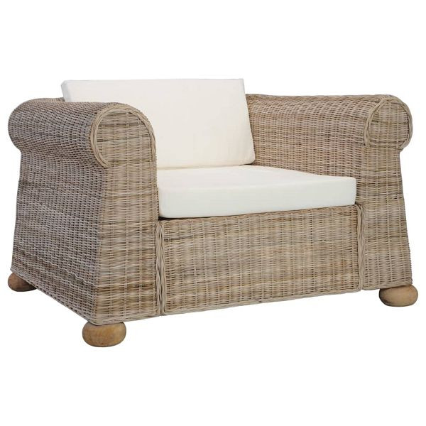 vidaXL Sessel mit Kissen Natur Rattan, Top-Qualität, 283072