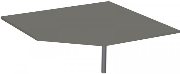 geramöbel Verkettungsplatte Fünfeck 90° mit Stützfuß, mit Kabelführung, höhenverstellbar, 1225x1225x680-820, Graphit/Silber, N-647510-GS