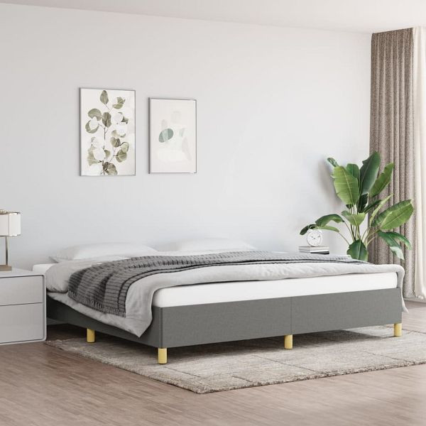 vidaXL Bettgestell Dunkelgrau 200x200 cm Stoff, Material: Stoff (100% Polyester), Sperrholz, Holzwerkstoff, 347190
