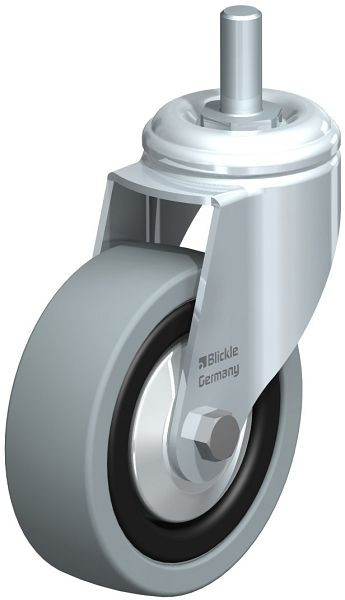 Blickle LKRA-VPA 101G-FA-GS12 Apparate-Lenkrolle mit Gewindestift, Vollgummi, Grau, 225664