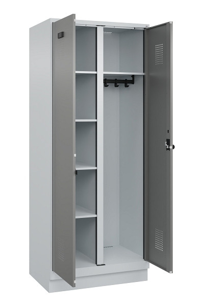 C+P Wäsche-/Garderobenspind Evolo PLUS, mit Sockel, 2 Abteile, 1950x800x500mm, 7, 0005000 RDS Stahlgrau, Drehriegel, 049620-22 S10014
