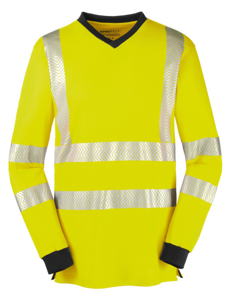 4PROTECT Warnschutz-Langarm-Shirt JACKSONVILLE, leuchtgelb/grau, Größe: XS, VE: 10 Stück, 3437-XS