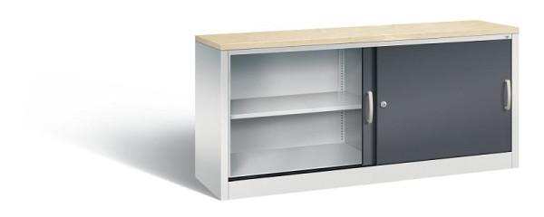 C+P Sideboard mit Schiebetüren Acurado, H720xB1600xT400mm, Farbe: Lichtgrau / Schwarzgrau, Bügelgriff, 2 OH, 5724-00 S10432