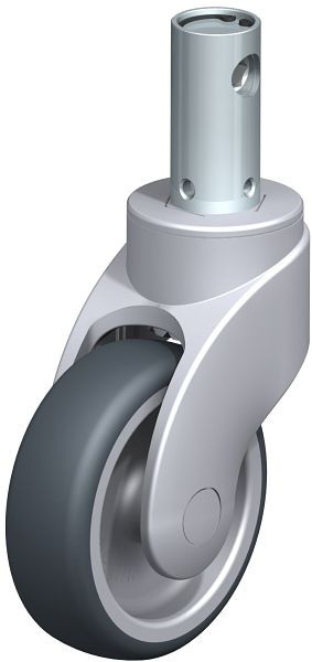 Blickle LWG-TPA 101G-CS11 Kunststofflenkrolle WAVE mit Rückenloch & Feststeller, Thermoplastisches Gummi-Elastomer, Grau, 849441