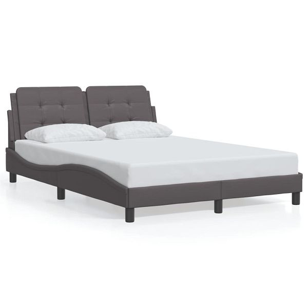 vidaXL Bettgestell mit LED Grau 140x190 cm Kunstleder, 3214106