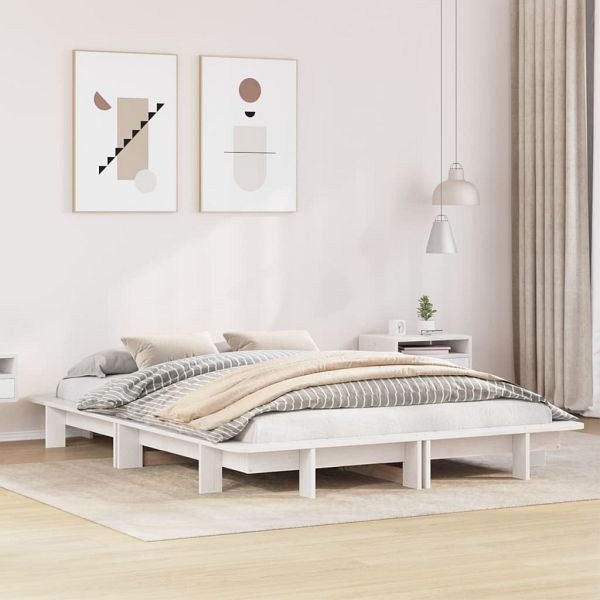 vidaXL Massivholzbett Weiß 135x190 cm Kiefer, Top-Qualität, 850675