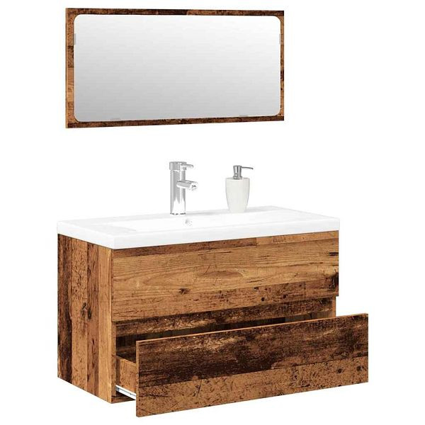 vidaXL Badmöbel-Set Altholz-Optik Holzwerkstoff, 3328929