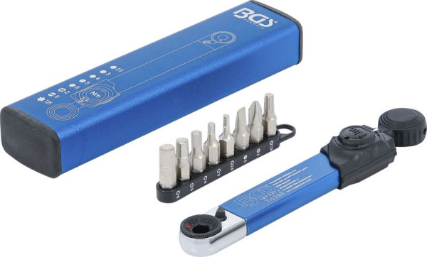 BGS Drehmomentschlüssel, Abtrieb Innensechskant 6,3 mm (1/4"), 2 - 10 Nm, mit Bit-Satz, 9-teilig, 74295