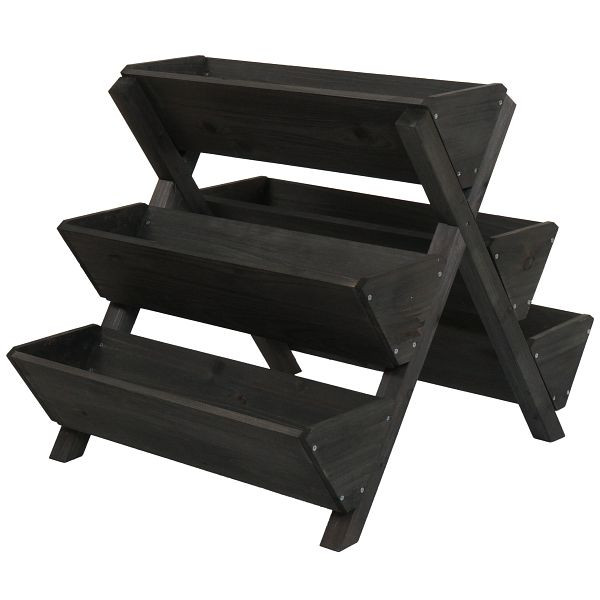 Mendler Pflanztreppe HWC-O15, Blumenregal Kräutertreppe Pflanzkübel Hochbeet, 5 Kästen 56x56x70 Outdoor Holz FSC®, anthrazit, 110647
