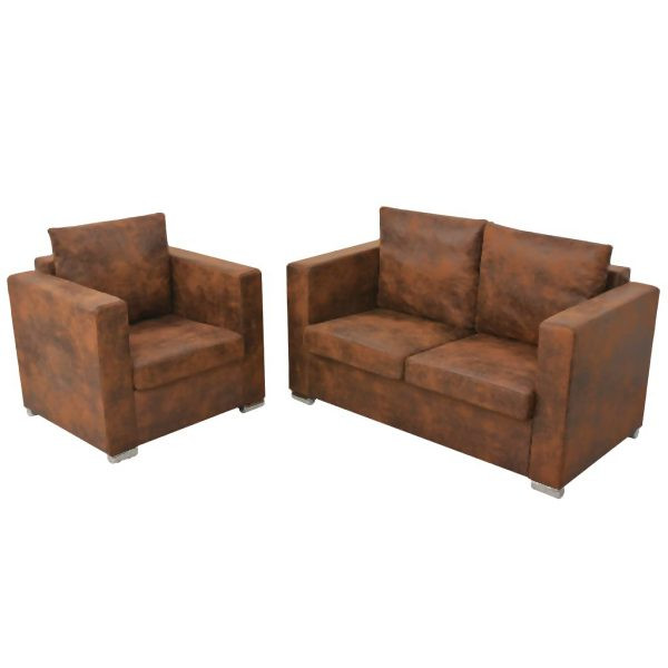 vidaXL Sofagarnitur 2-tlg. Künstliches Wildleder, 274883