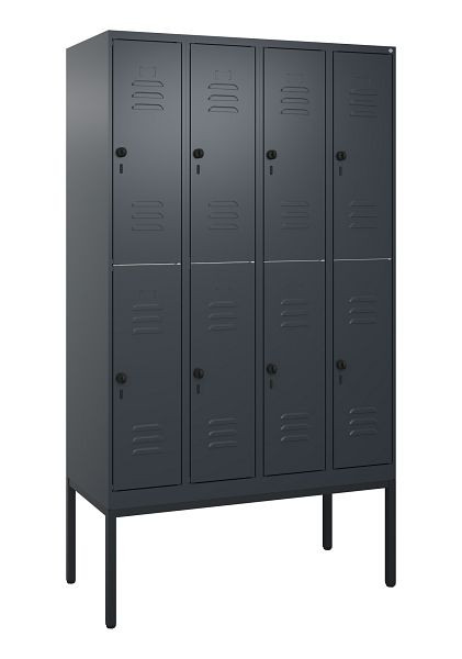 C+P Doppelstöckiger Spind Classic PLUS, Gestell, 4 Abteile, 2120x1200x500mm, 7016/7016, Drehriegel, 0803307-40 S10012