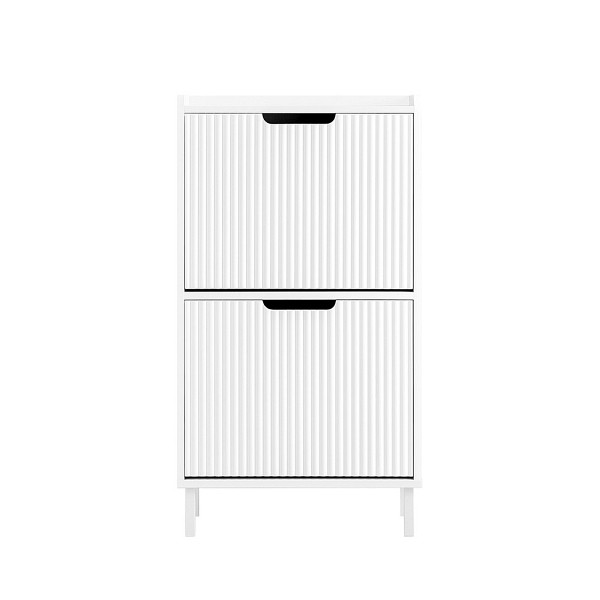 SoBuy Schuhschrank mit 2 Türen 50x19x90 cm, Modern weiß, FSR177-W