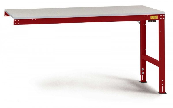 Manuflex ESD-Arbeitstisch UNIVERSAL Standard Anbautisch mit Kunststoffplatte, BxTxH = 1000 x 600 x 766-876 mm, Rubinrot, LU6006.3003