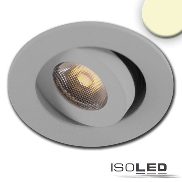 ISOLED LED Einbauleuchte MiniAMP alu gebürstet, 3W, 24V DC, warmweiß, dimmbar, 114473