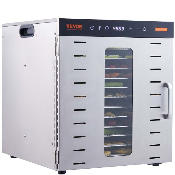 VEVOR 1000 W Dörrautomat Edelstahl 300 x 280 mm 10 Stück Einschübe 360° Trocken, SP1005481000WM6IMV2