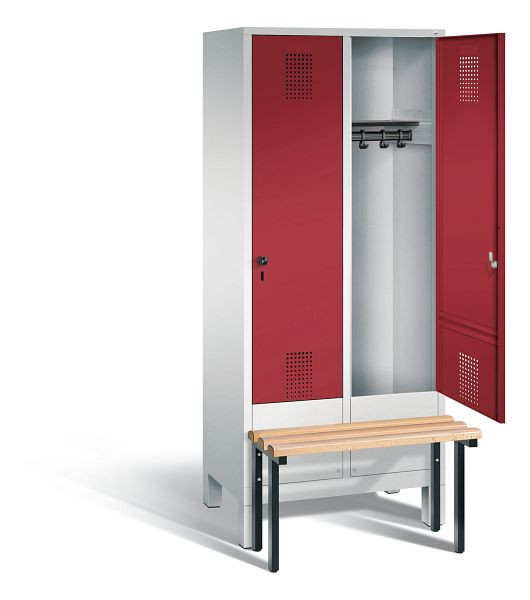 C+P Garderobenschrank Evolo, H1850xB810xT815mm, Farbe: Lichtgrau / Rubinrot, 48030-22 S10031