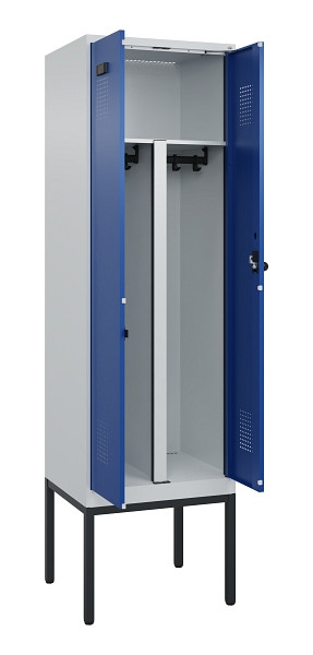C+P PSA Doppel-Spind Evolo PLUS, Gestell, 2 Abteile, 2120x600x500mm, 7035/5010, Drehriegel, 0490327-20P S10006