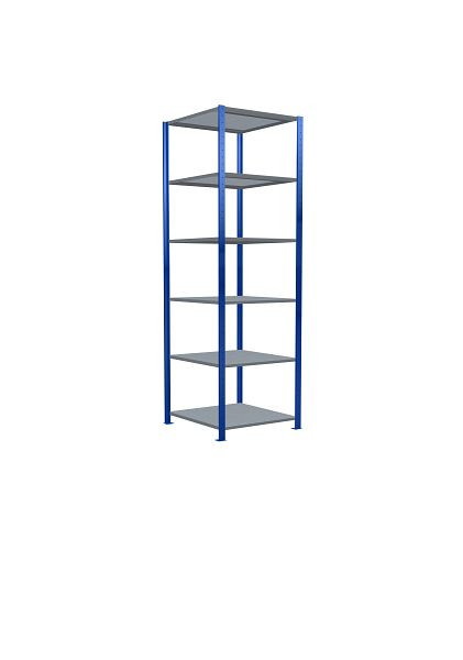 Schulte Grundregal, Steckregal MULTIplus250, 2500 x 750 x 800 mm, 6 Fachböden, Kreuzstrebe, RAL 5010 enzianblau/verzinkt, 12981-75-B