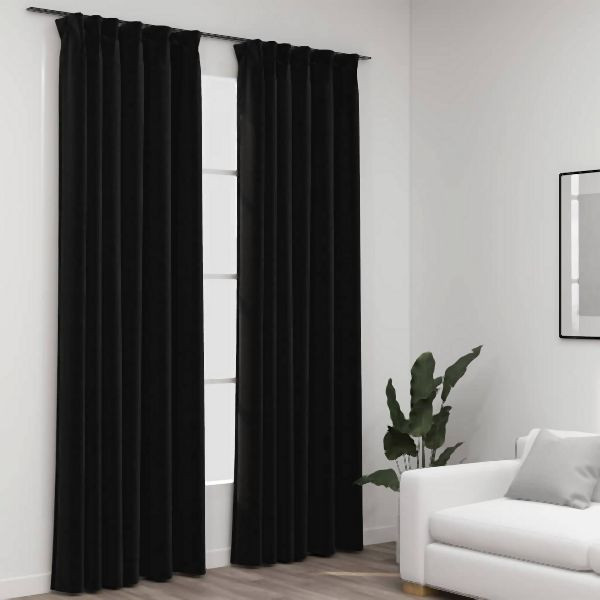 vidaXL Verdunkelungsvorhänge mit Haken Leinenoptik 2 Stück 140x225 cm, 321165