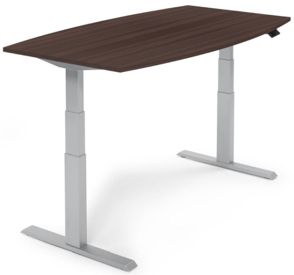 Deskin Sitz-/ Stehbesprechungstisch, höhenverstellbar, Nussdekor dunkel, 2000 x 1000 x 640-1300 mm, 332167