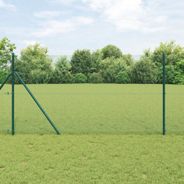 vidaXL Geschweißter Drahtzaun mit 13 Pfosten Grün 1x25 m Stahl, 3351726