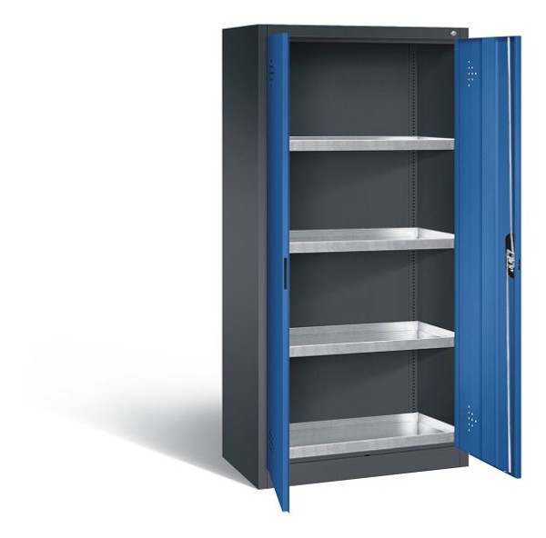 C+P Umweltschrank Acurado, H1950xB930xT500mm, Farbe: Schwarzgrau / Enzianblau, Muldengriff, 8921-315 S10360