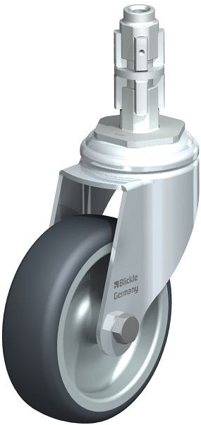 Blickle LKRA-TPA 101G-11-E13 Apparate-Lenkrolle mit Expander, Thermoplastisches Gummi-Elastomer, Grau, 568410