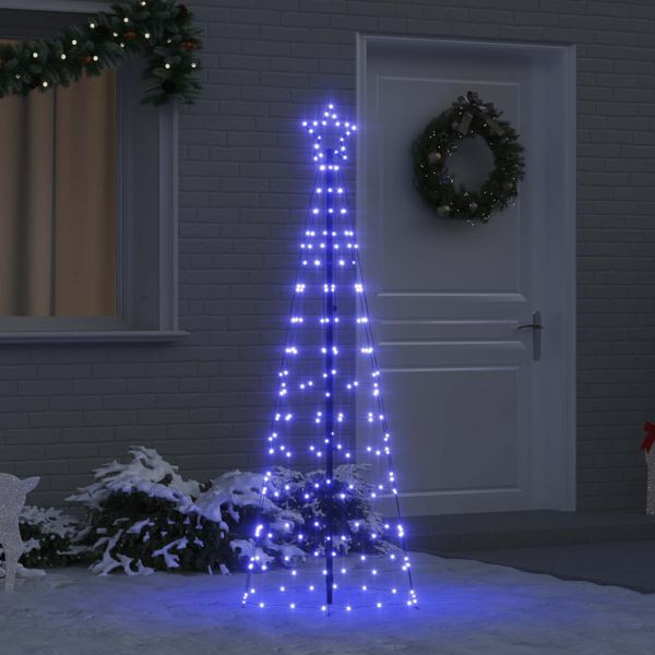 vidaXL LED Weihnachtsbaum mit Erdspießen Blau 250 cm Eisen, 42018752