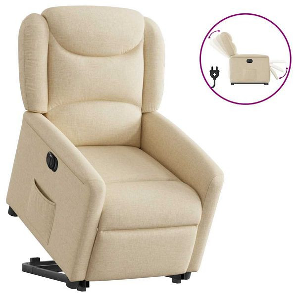 vidaXL Relaxsessel mit Aufstehhilfe Elektrisch Creme Stoff, 3303222
