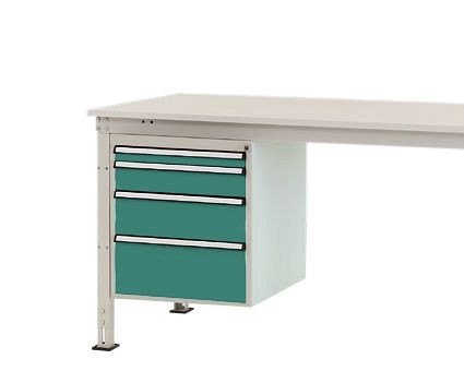 Manuflex Gehäuse-Unterbau Stationär, Nutzhöhe 500 mm mit 4 Schubfächer, für Tischtiefe 800 mm, Graugrün, ZB4762.0001
