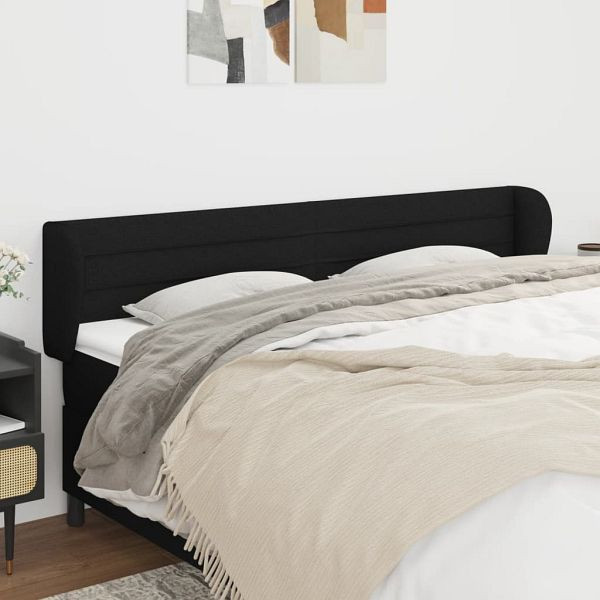 vidaXL Kopfteil mit Ohren Schwarz 163x23x78/88 cm Stoff, 3117292
