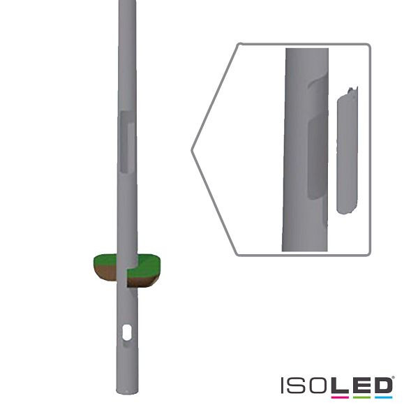 ISOLED Flutlichtmast konisch mit Traverse für 4+2 Fluter, Stahl verzinkt, Höhe über Boden 15m, 114736