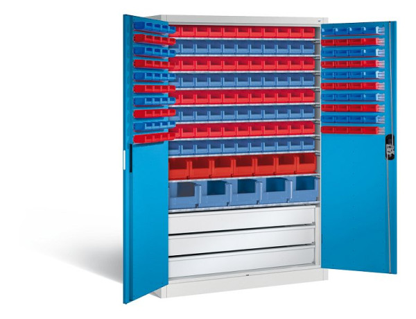 C+P Magazinschrank Acurado, H1950xB1200xT500mm, Farbe: Lichtgrau / Lichtblau, Muldengriff, 8931-501 S10062