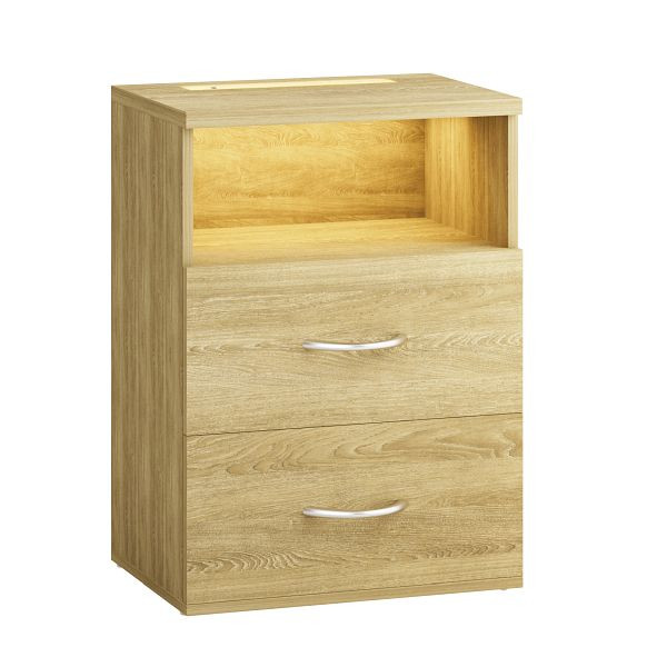 casaria Nachttisch Jamie Eiche 55x40x28cm, integrierte Beleuchtung, 109659