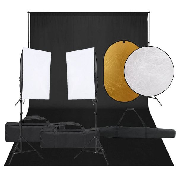 vidaXL Fotostudio-Set mit Beleuchtung, Hintergrund und Reflektor, 3094759