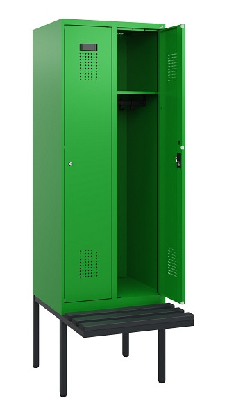 C+P Spind Evolo PLUS, 2 Abteile, 1950x600x815mm, 6037/6037, Zylinderschloss, Material Sitzfläche Kunststoff, 0490405-20 S10107