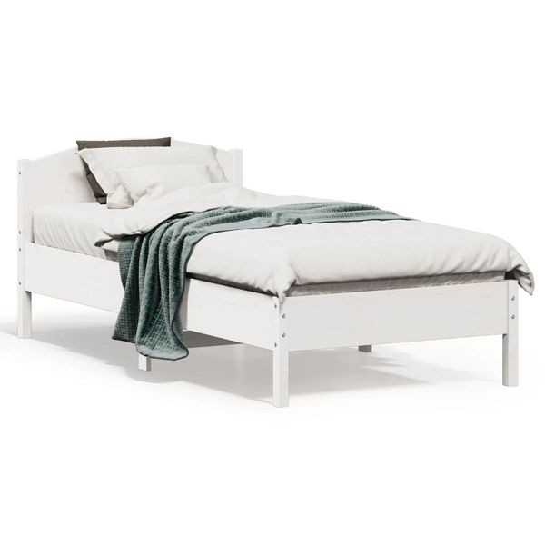 vidaXL Massivholzbett mit Kopfteil Weiß 75x190 cm Kiefer, 842627