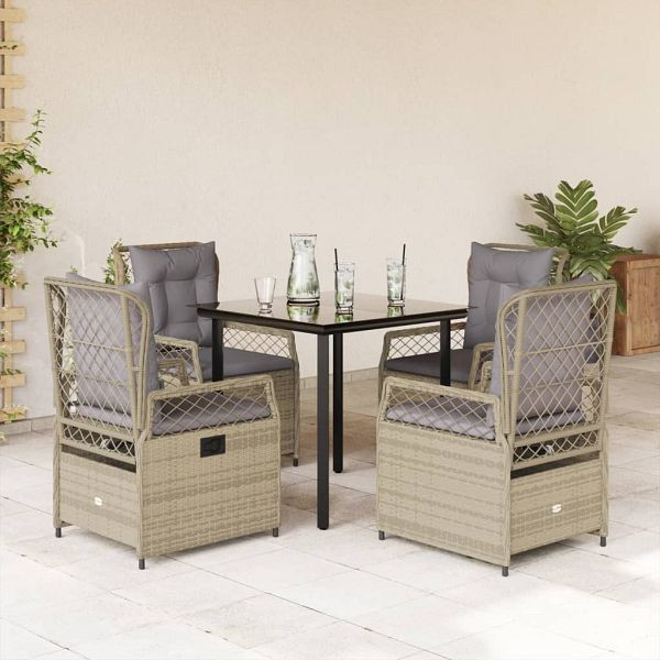 vidaXL 5-teilig Garten-Essgruppe mit Kissen Beige Poly Rattan, 3263007