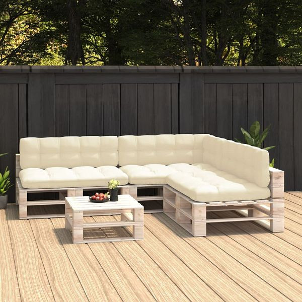 vidaXL Palettensofa-Auflagen 7 Stück Creme, Stoff, 314590