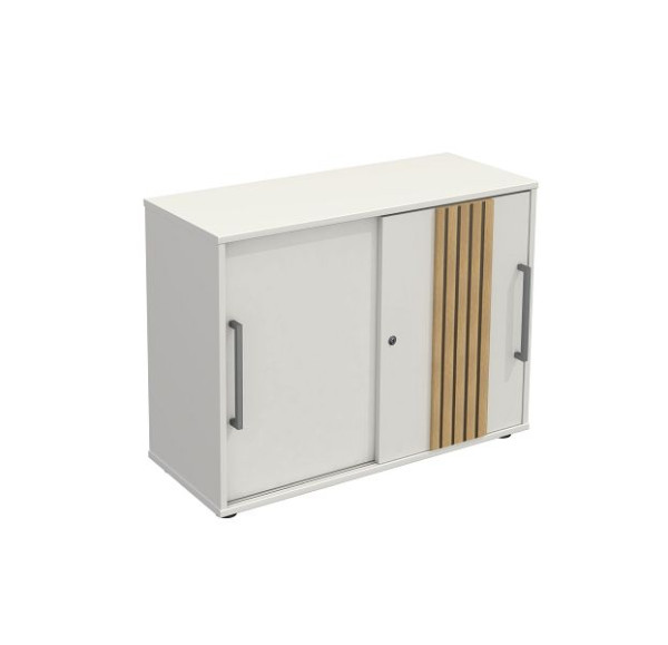 Kerkmann Oxford Schiebetürenschrank, E1 Gütespan mit Melaminharzbeschichtung in 2 OH, Weiß/Eiche hell, 13006036