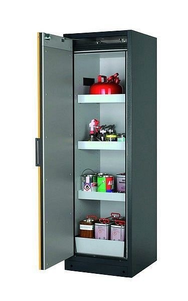 asecos Sicherheitsschrank Q-CLASSIC-90, Q90.195.060 in sicherheitsgelb RAL 1004 mit 3x Wannenboden Standard (Stahlblech), 30072-040-30080