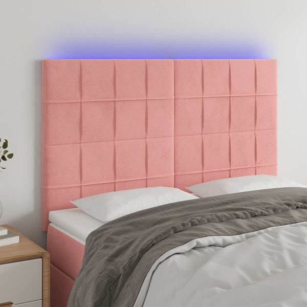 vidaXL LED Kopfteil Rosa 144x5x118/128 cm Samt, 3122477