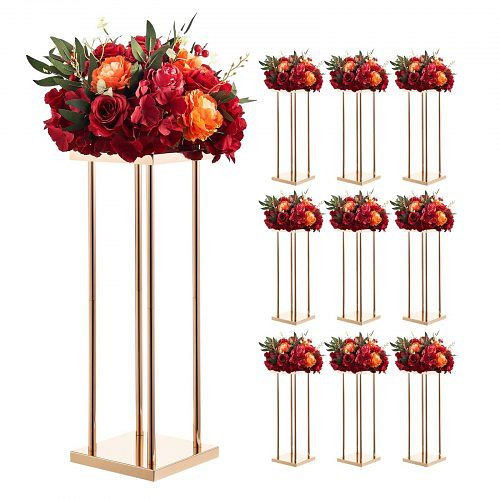VEVOR Hochzeitsblumenständer 200x200x600 mm, 10 Stk., Metallablage & zylindrische Beine, für Hochzeit/Party/Tischdeko, HLHJLFT10J60MT7YR001V0