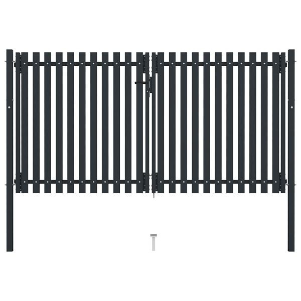 vidaXL Doppelflügel Zauntor Stahl 306x200 cm Anthrazit, 146353